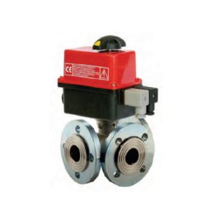 Vanne à bille laiton motorisée 3 voies, brides tournantes, L ou T - JR35 / JR36 // JR350 / JR360