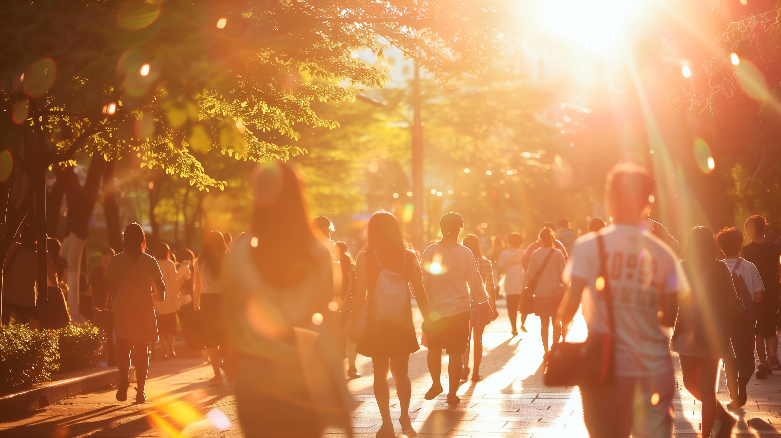 Summer heat in the city, heatwaves, hot summer day